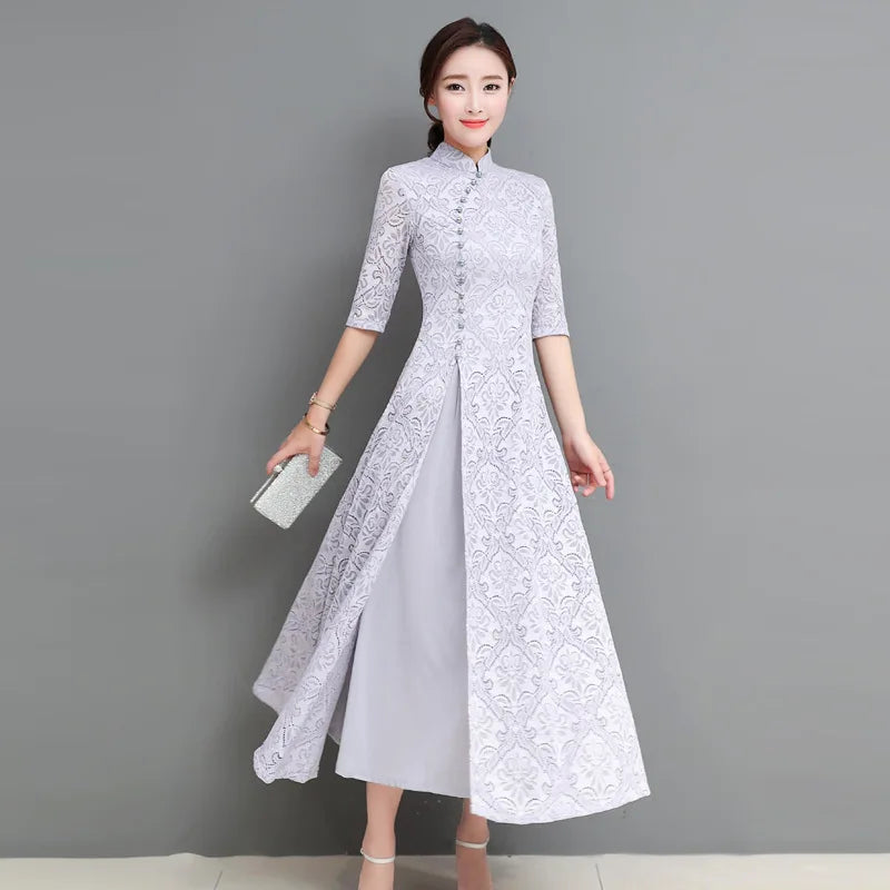 fitted lace wedding dress Chinese Hanfu Dress