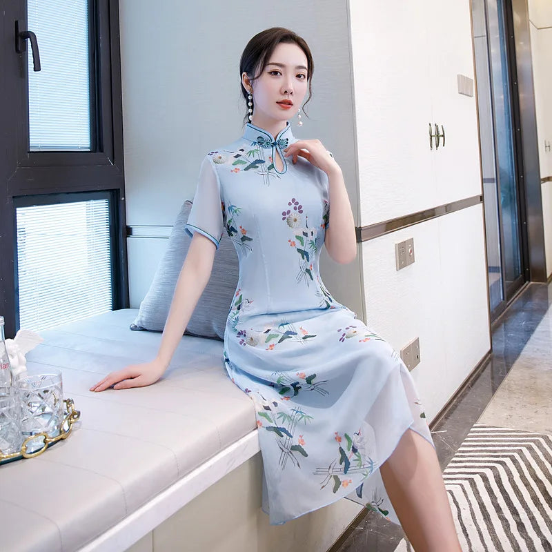 Sky Blue Chinese Dress | Chinese Temple Sky Blue Chinese Dress | Chinese Temple