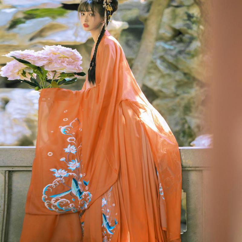 open lace back dress Xhosa dress in Orange with lace accents