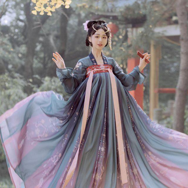 hanfu dress Chinese Women Tulle Chiffon Loose Fitting Ancient Traditional Clothing Spring Festival Clothing (B-Green,Small) : Clothing, Shoes & Jewelry Ming Dynasty Purple Butterfly Hanfu Dress SE23231