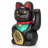 Black Maneki Neko Money Lucky Cat Chinese Japanese Statue