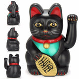 Black Maneki Neko Money Lucky Cat Chinese Japanese Statue