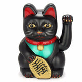 Black Maneki Neko Money Lucky Cat Chinese Japanese Statue