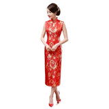 Sleeveless Velvet Chinese Dress