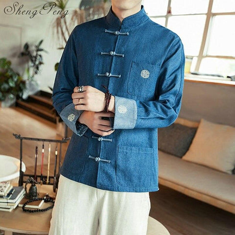 Men Asian Style Linen and Cotton Chinese Buckle Quilted Jacket | Osonian  Clothing