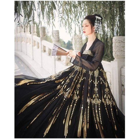 Chinese Hanfu Dress Black | Chinese Temple Chinese Hanfu Dress Black | Chinese Temple