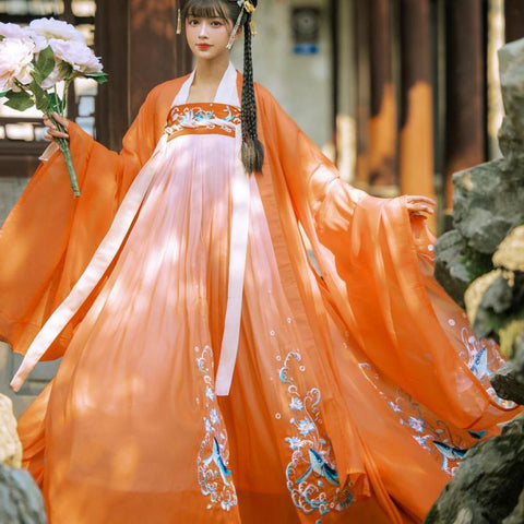 Chinese Hanfu Dress Orange
