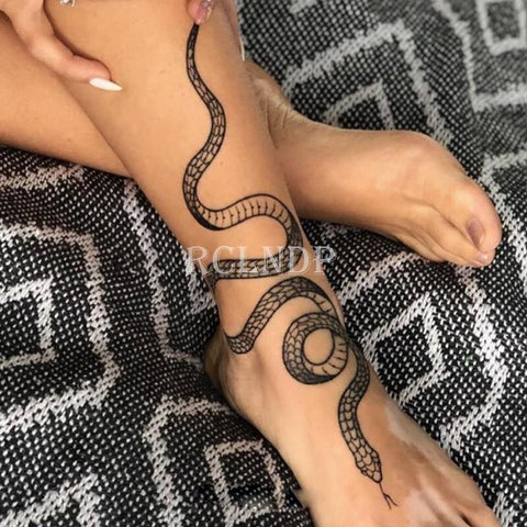 snake flower large 8.25" temporary tattoo side tattoos for women | eBay