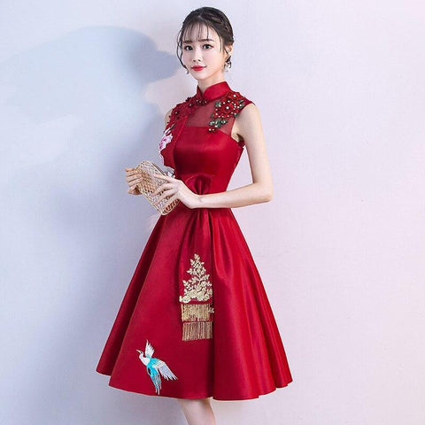 Red Satin Chinese Dress | Chinese Temple Red Satin Chinese Dress | Chinese Temple