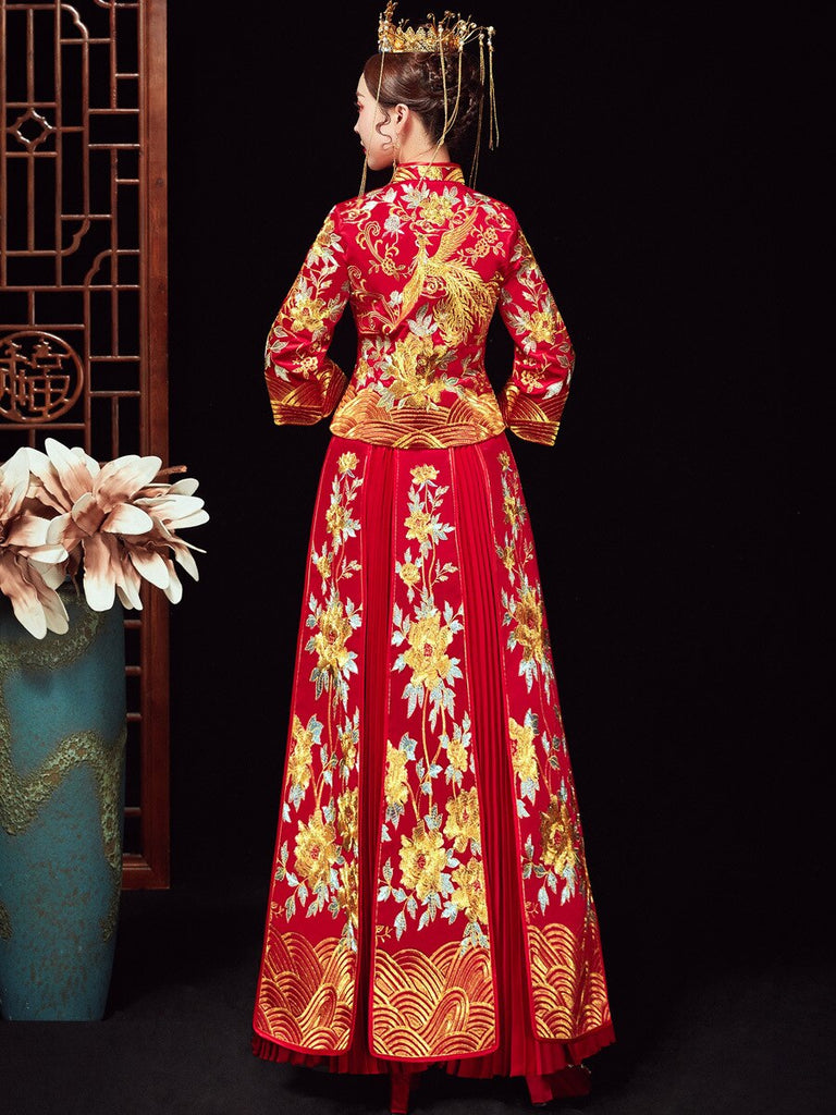 Chinese Red Wedding Dress Dragon And Phoenix Gown - Fashion Hanfu