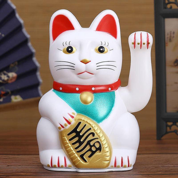 Lucky Fortunes Cat Japanese Gold Lucky Cat with Waving Arm Battery Operated  Restaurant Decoration